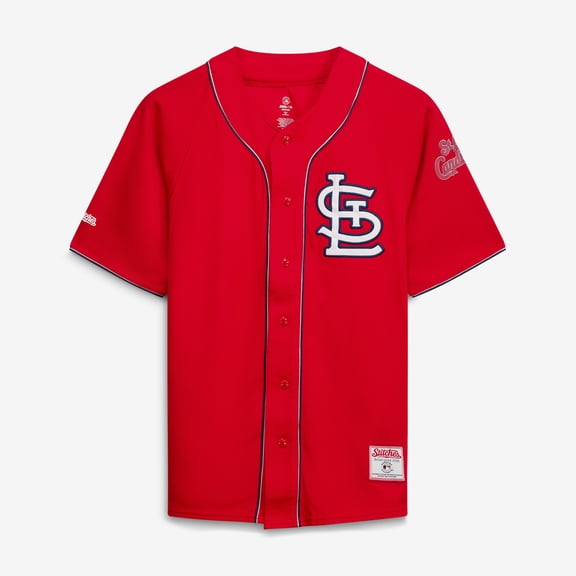 Men's Stitches Red St. Louis Cardinals Team Color Full-Button Fashion Jersey