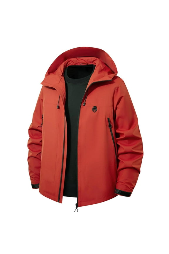 Men's Stormcoat Windproof Hooded Jacket Mountaineering Solid Color Top Waterproof Men's Long Sleeved Hooded Casual Jacket