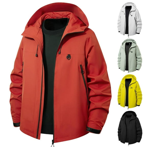 Men's Stormcoat Windproof Hooded Jacket Mountaineering Solid Color Top Waterproof Men's Long Sleeved Hooded Casual Jacket