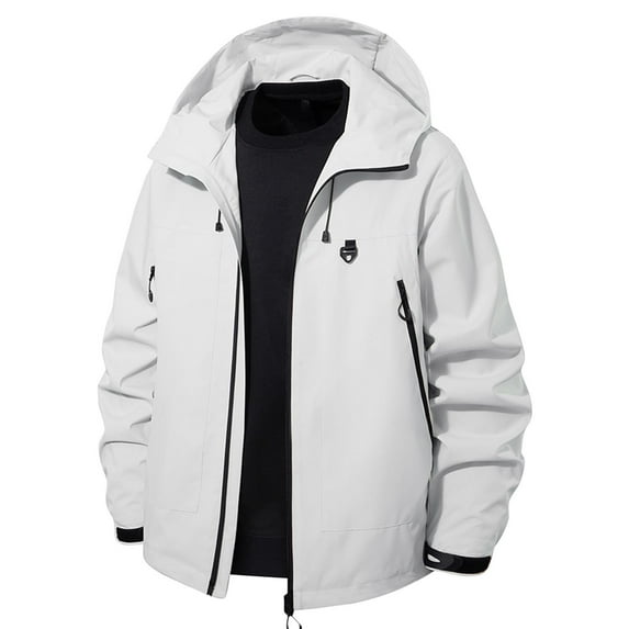 Men's Stormcoat Windproof Hooded Jacket Mountaineering Solid Color Top Waterproof Men's Long Sleeved Hooded Casual Jacket