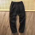 thumbnail image 1 of Men's Straight Cargo Pants with Elastic Waist, Twill Fabric Drawstring Workout Casual Pants S-XXL, 1 of 10