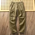 thumbnail image 1 of Men's Straight Cargo Pants with Elastic Waist, Twill Fabric Drawstring Workout Casual Pants S-XXL, 1 of 10