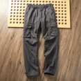 thumbnail image 1 of Men's Straight Cargo Pants with Elastic Waist, Twill Fabric Drawstring Workout Casual Pants S-XXL, 1 of 10