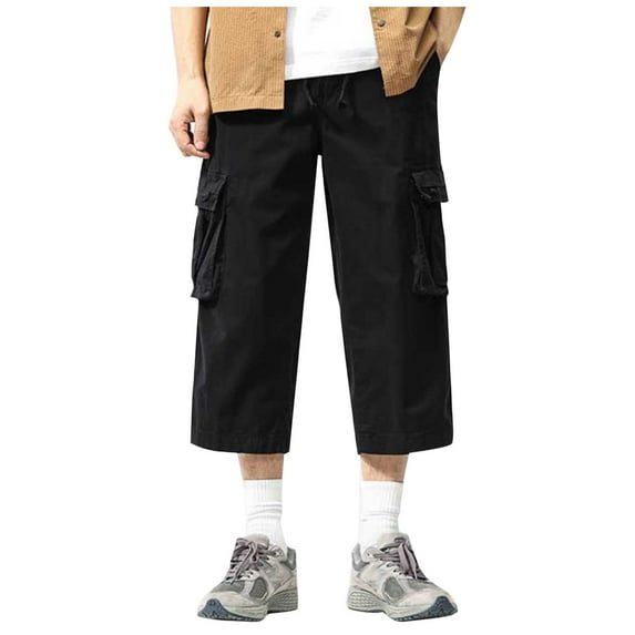 Men's Straight Cargo Shorts Lightweight 3/4 Long Shorts Classic Summer Short With Multi Pockets