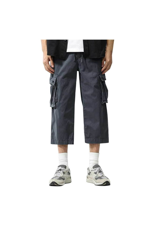 Men's Straight Cargo Shorts Lightweight 3/4 Long Shorts Classic Summer Short With Multi Pockets