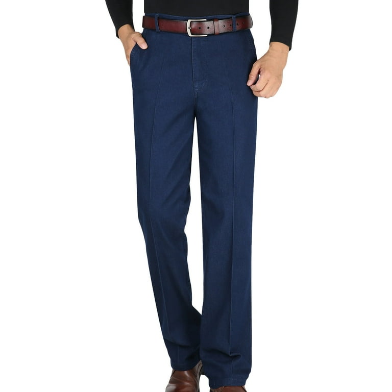 Men's Straight-Fit Casual Stretch Pant Slim Fit Dress Pant Big
