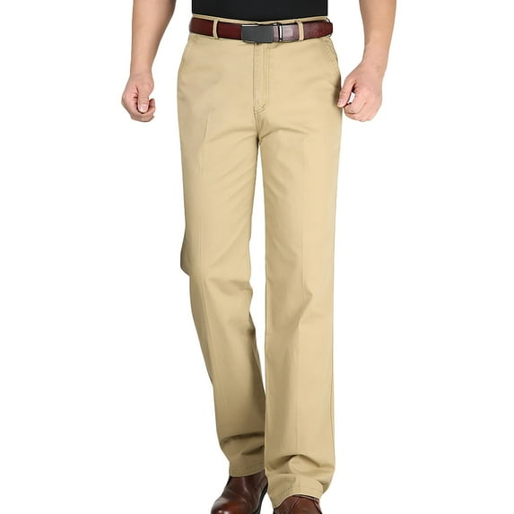 Men's Straight-Fit Casual Stretch Pant Slim Fit Dress Pant Big & Tall Stretch Cotton Chino Pants in Classic Fit Work Pant Clearance Sale Coffee L