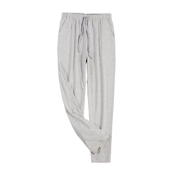 Men’s Straight-Fit Pajama Pants Ultra-Soft Cotton Sleep & Lounge Bottoms with Pockets Elastic Waist Size 4XL Gray