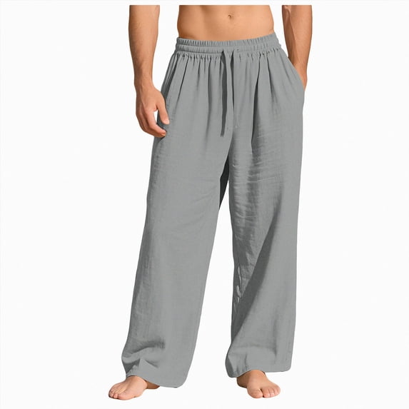 Men's Straight Fit Stretch Twill Cargo Pants with Pockets and Elastic-Waist Sweatpants Fall Winter Pants ,S-Grey