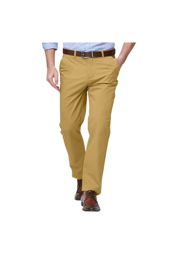Men's Straight-Fit Wrinkle-Resistant Flat-Front Chino Pant Lightweight Casual Comfy Trousers with Pockets Brown 30