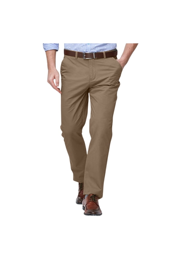 Men's Straight-Fit Wrinkle-Resistant Flat-Front Chino Pant Lightweight Casual Comfy Trousers with Pockets Brown 31