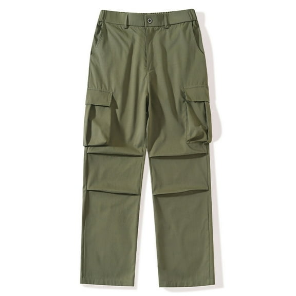 Men’s Straight Leg Cargo Pants with Multiple Utility Pockets Relaxed Fit Button Closure Durable Cotton Blend Fabric