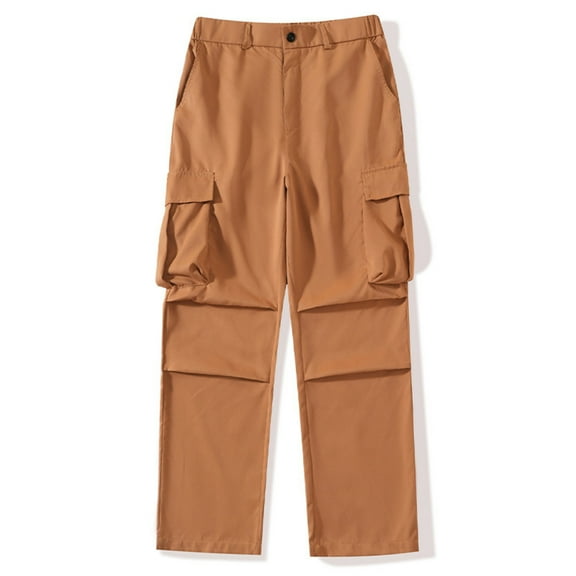 Men’s Straight Leg Cargo Pants with Multiple Utility Pockets Relaxed Fit Button Closure Durable Cotton Blend Fabric
