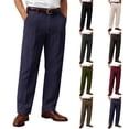 thumbnail image 1 of Men's Straight Leg Corduroy Pants, Trousers, Button Closure Casual Daily Work Business Travel, Autumn Winter Comfort Stretchy | AKLJWH,Coffee 33, 1 of 6