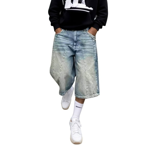 Men's Straight Leg Denim Jeans Casual Comfortable Polyester Trousers for Daily Wear with Classic Fit