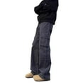 thumbnail image 1 of Men's Straight Leg Flared Cargo Pants - Wide Leg, Multiple Pockets, Polyester Fabric, Work Casual (S-XXXL), Trendy Outings, 1 of 3