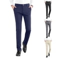 thumbnail image 1 of Men's Straight Leg Ice Silk Business Trousers, Slim Fit Chinos, Elastic Waist Dress Pants, Lightweight Breathable Stretchy, Office Work Casual Daily, Summer Fashion Essentials, 1 of 9
