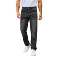 thumbnail image 1 of MXALUOB Men's Straight Leg Jeans Classic Regular Fit Button Closure Denim Pants Full Length Fashion Trousers with Pocket Outdoor Daily Wear, 1 of 6