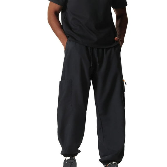Men’s Straight Leg Jogger Pants, Solid Color Elastic Waist Drawstring Casual Sweatpants, Comfortable Breathable Trousers for Fitness, Travel, Outdoor and Daily Wear
