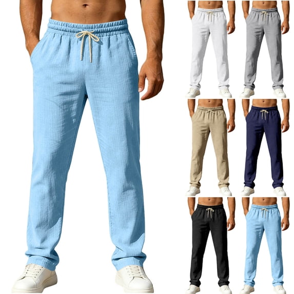 Men's Straight Leg Joggers Breathable Quick Dry Drawstring Slim Fit Elastic Waist Lightweight Stretchy Casual Pants Trousers for Daily Gym Workout Running Athletic Summer
