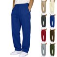 thumbnail image 1 of Men's Straight Leg Lounge Sweatpants Drawstring Elastic Waist Open bottom Draped Loose Fit Solid Color Casual Pockets Pants for Daily Walking, 1 of 6