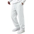 thumbnail image 1 of Men's Straight Leg Pants, Solid Color Drawstring Elastic Waist Loose Fit Fall Casual Trousers with Pockets White XL, 1 of 5