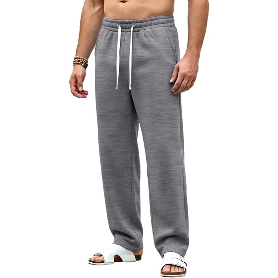 Men's Straight Leg Sweatpants Casual Wide Leg Joggers with Soft Drape for Gym Workout and Lounge Dark Gray XL