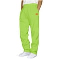 thumbnail image 1 of Men's Straight Leg Sweatpants Elastic Waist Solid Color Trousers Stylish Casual Sports Pants With Pockets (3XL, Green), 1 of 3