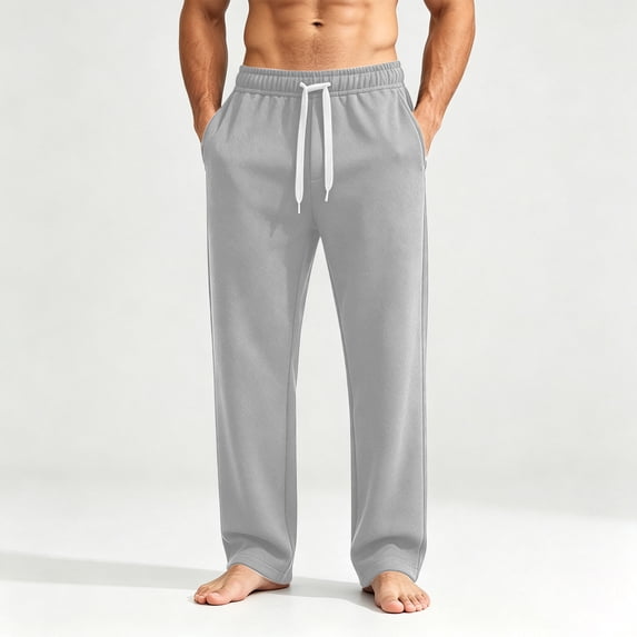 Men's Straight Leg Sweatpants Loose Drape Sporty Casual Active Athletic Pants Solid Color Drawstring Elastic Waist Joggers Lounge Pants with Pockets
