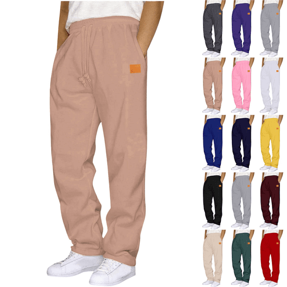 Men's Straight Leg Sweatpants Loose Fit Joggers Casual Sweat Pants with Pockets Drawstring Lounge Athletic Running Pant