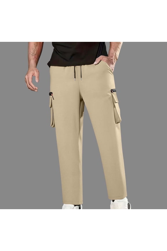 Men's Straight Leg Work Pants with Multiple Pockets