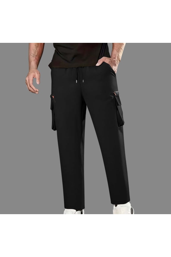 Men's Straight Leg Work Pants with Multiple Pockets