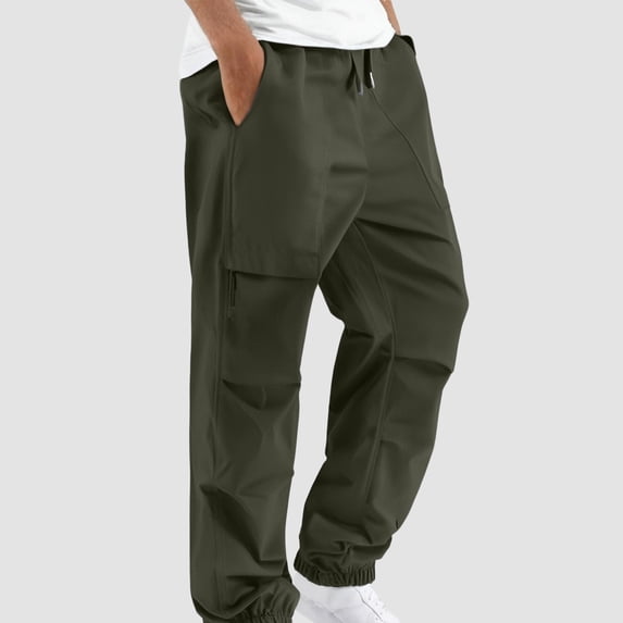 Men's Straight OverallsCasual Classic Fit Lightweight Slacks Trousers Vintage Stylish,D-Green XL
