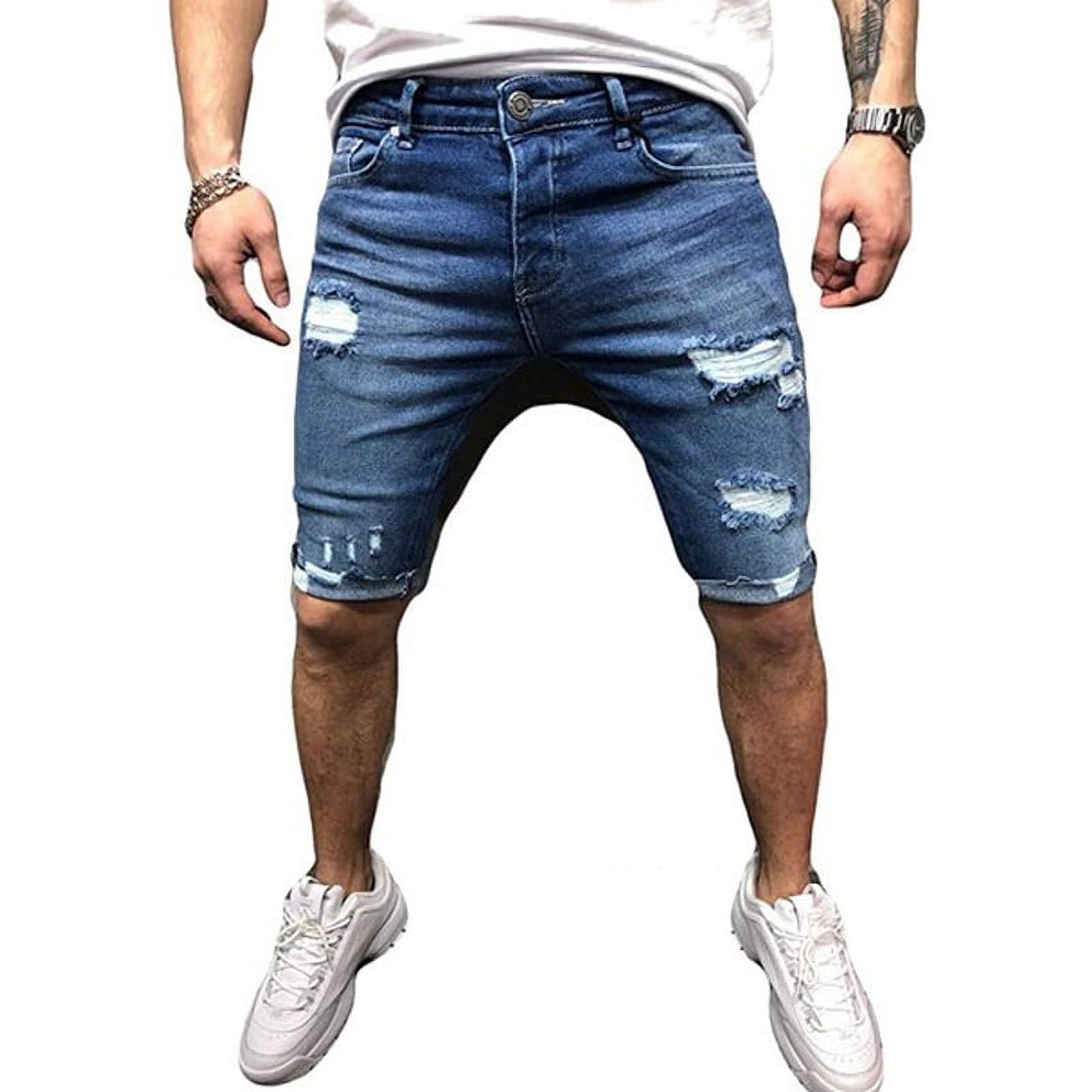 KANY Mens Shorts Casual Fifth Pants Men's Jeans Shorts Ripped Distressed Denim  Shorts with Broken Hole Distressed Stretchy Jeans RippedDark Blue Size M -  Walmart.com