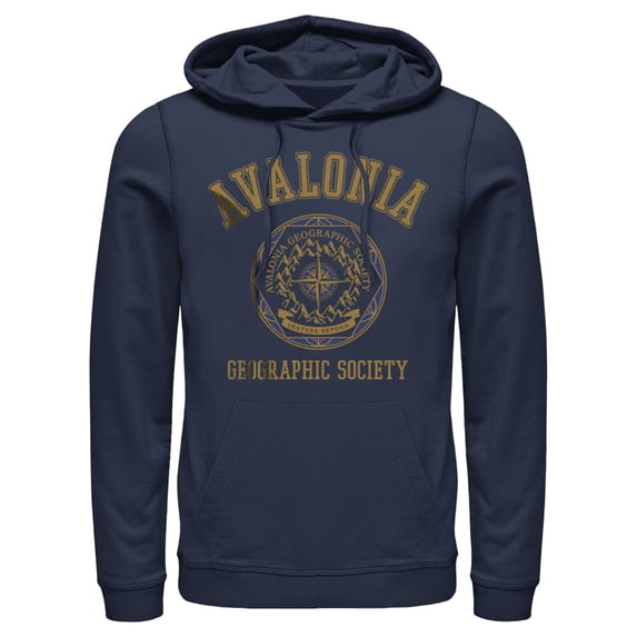 Men's Strange World Avalonia Geographic Society Pull Over Hoodie Navy Blue Large