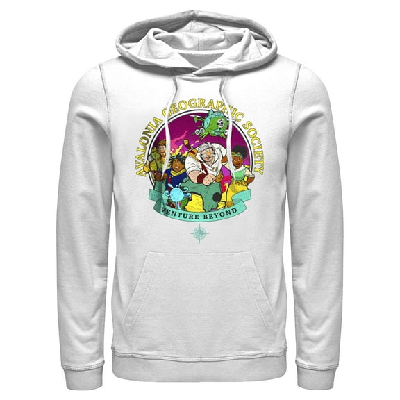 Men's Strange World Avalonia Geographic Society Venture Beyond Group  Pull Over Hoodie White Small