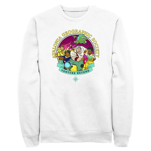 Men's Strange World Avalonia Geographic Society Venture Beyond Group  Sweatshirt White Medium