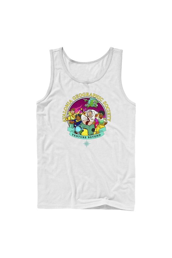 Men's Strange World Avalonia Geographic Society Venture Beyond Group Tank Top White Small