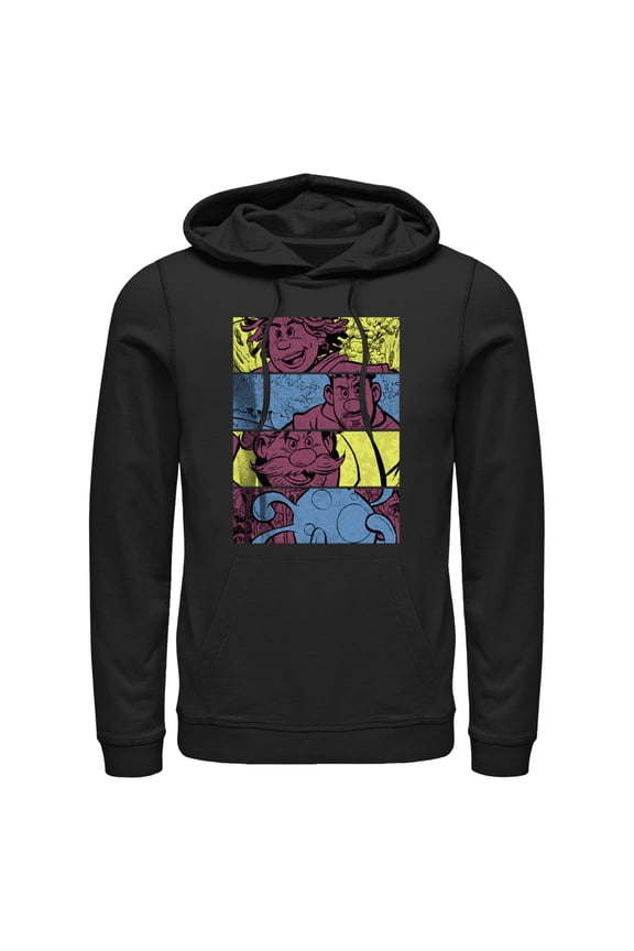 Men's Strange World Clade Family Comic Strips Pull Over Hoodie Black X Large