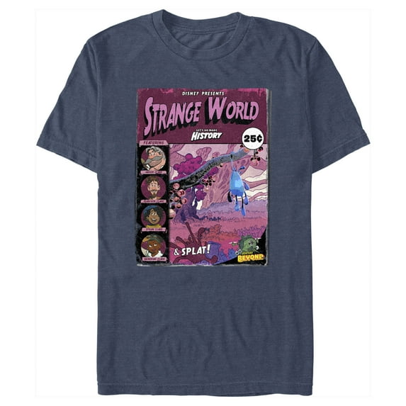 Men's Strange World Comic Book Cover Graphic Tee Navy Blue Heather Large