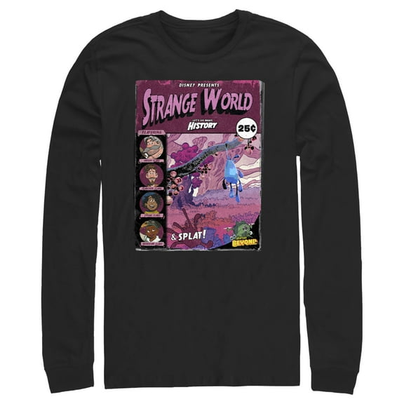 Men's Strange World Comic Book Cover Long Sleeve Shirt Black Medium