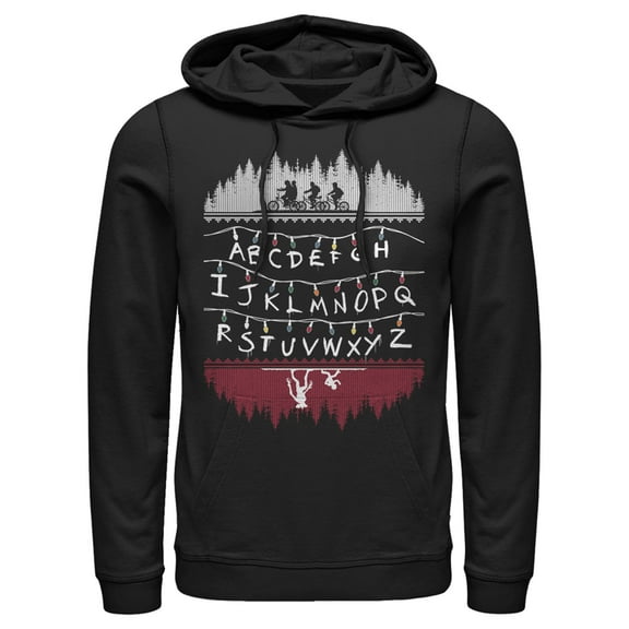 Netflix Men's Stranger Things Alphabet Lights Pull Over Hoodie Black Small