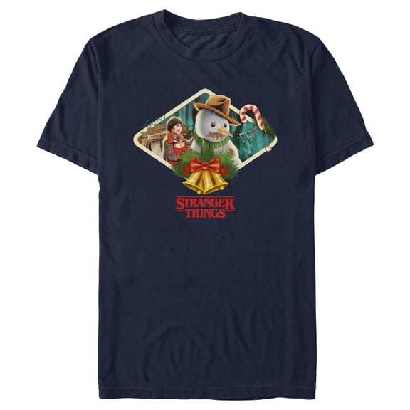Netflix Men's Stranger Things Bell Christmas Snowman Graphic T-Shirt