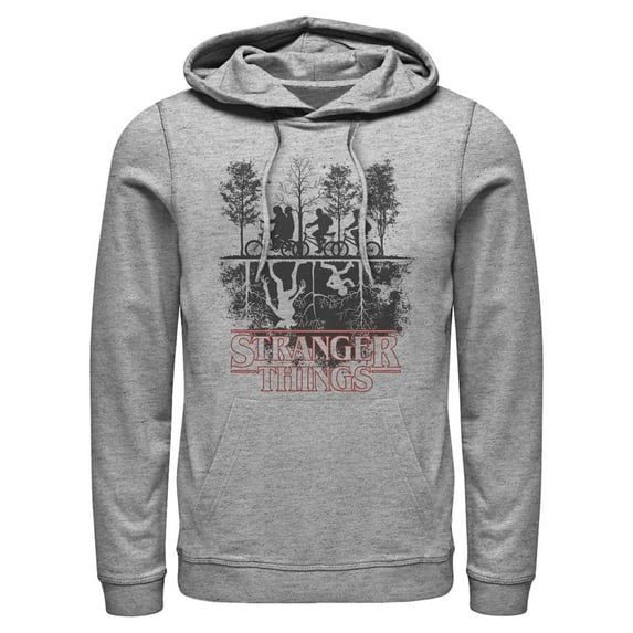 Netflix Men's Stranger Things Biking in Upside Down Pull Over Hoodie Athletic Heather Medium