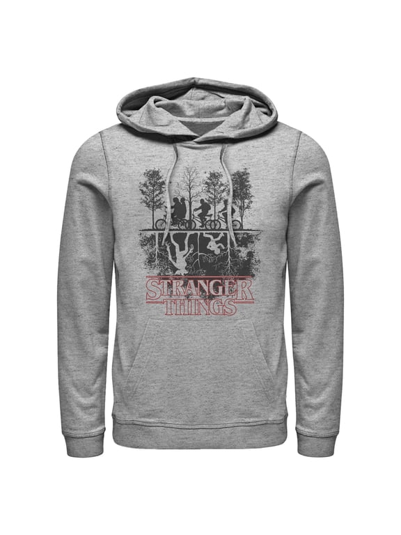 Netflix Men's Stranger Things Biking in Upside Down Pull Over Hoodie Athletic Heather X Large