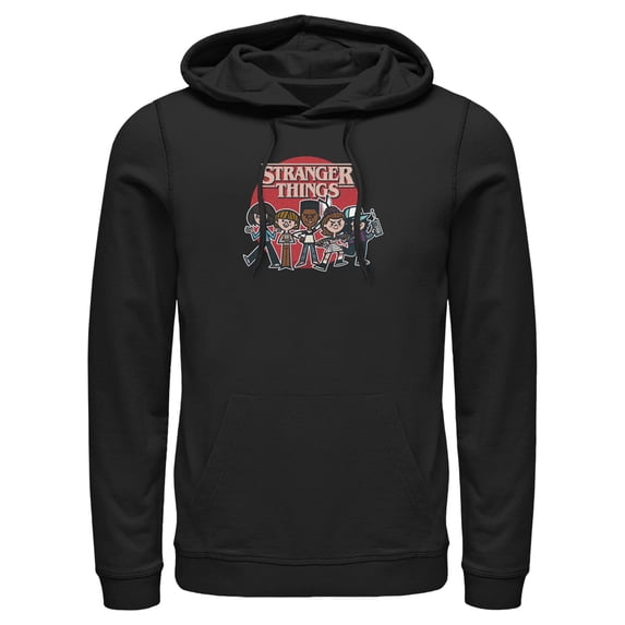 Netflix Men's Stranger Things Cartoon Gang Pull Over Hoodie Black 3X Large