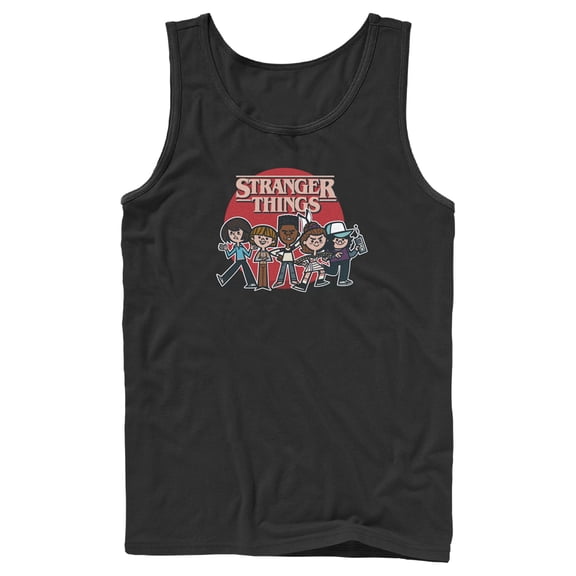 Netflix Men's Stranger Things Cartoon Gang Tank Top Black Medium