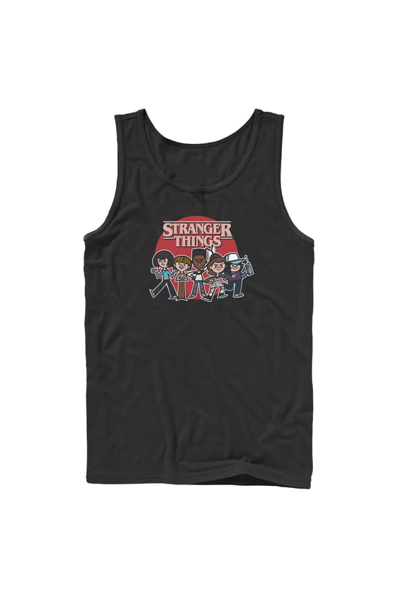 Netflix Men's Stranger Things Cartoon Gang Tank Top Black Small
