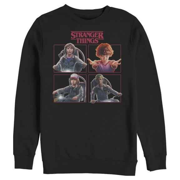Netflix Men's Stranger Things Character Squares Sweatshirt Black Large