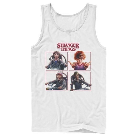 Netflix Men's Stranger Things Character Squares Tank Top White Large